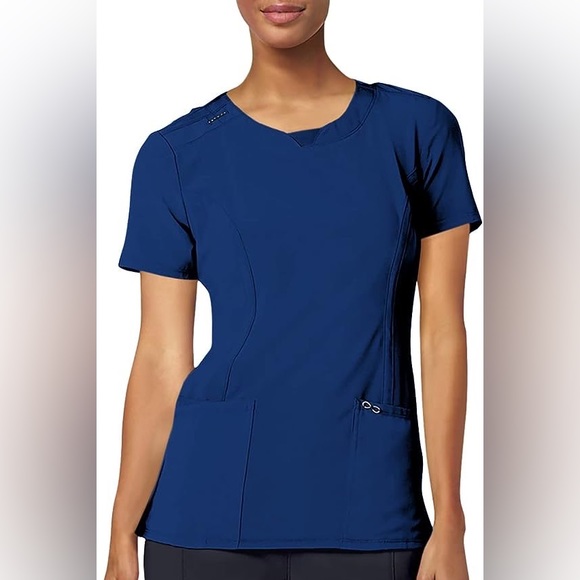 Cherokee Women's Blue Infinity Round Neck Scrub Top in Small - Picture 2 of 10